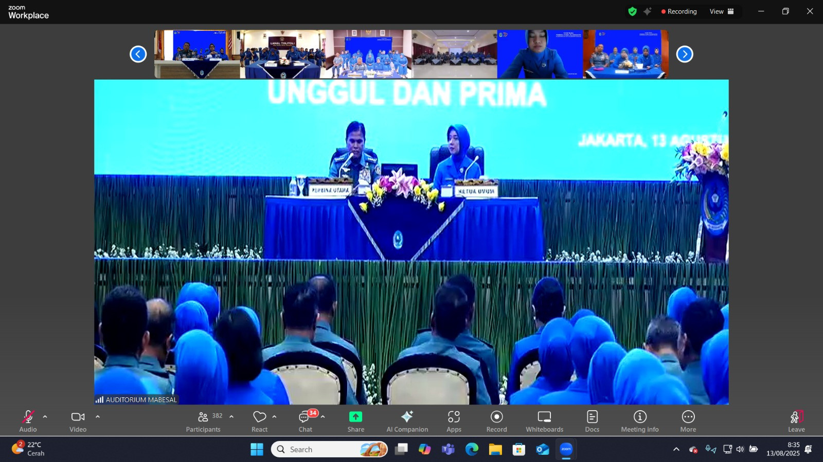 Komandan Lanal Bandung Beserta Ketua Jalasenastri Cabang 9 Korcab III DJA I Ikuti Tatap Muka Pembina Utama Dengan Anggota Jalasenastri Dalam Rangka Hut Ke-79 Jalasenastri