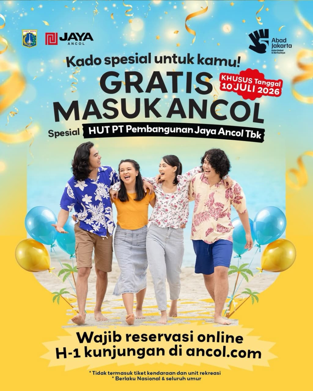 Kado Spesial HUT PT Pembangunan Jaya Ancol Tbk, Masyarakat Bisa Masuk Ancol Gratis
