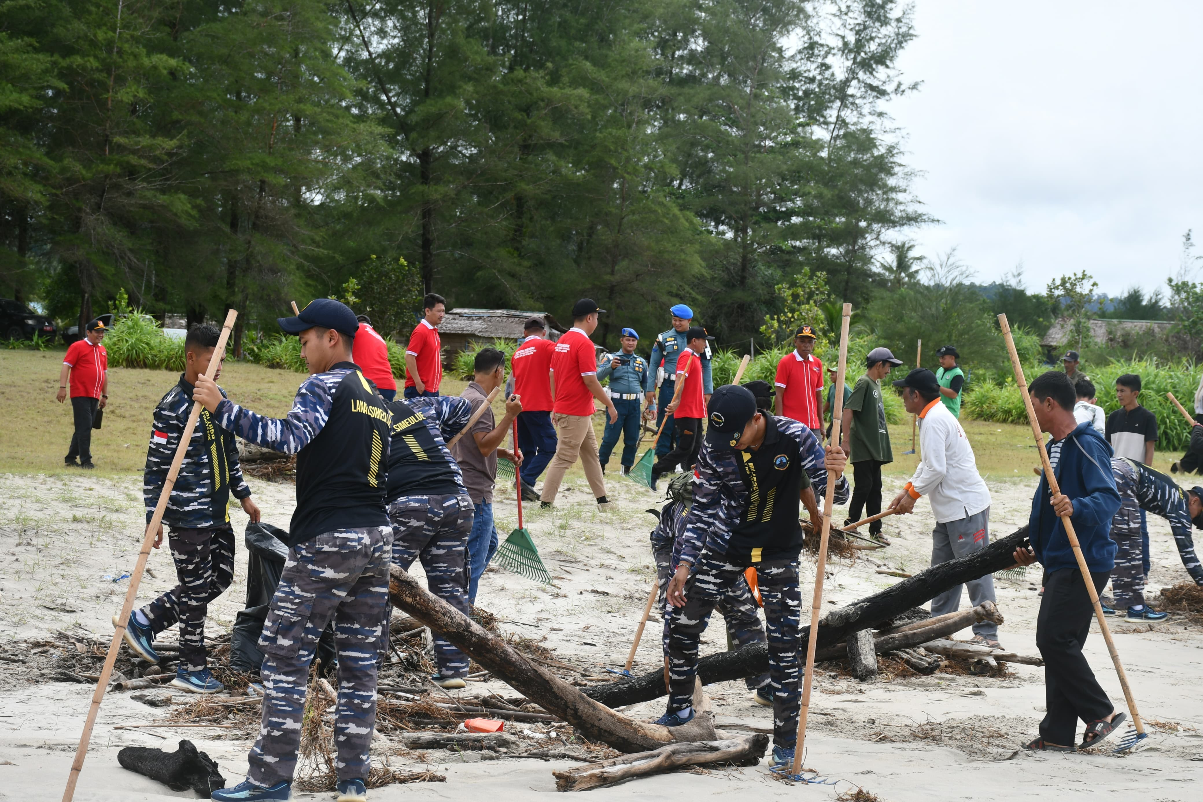 Peringati Hari Maritim Sedunia Tahun 2025, Lanal Simeulue Bersama Stakeholders Maritin Laksanakan Bersih Pantai di Kawasan Konservasi Penyu