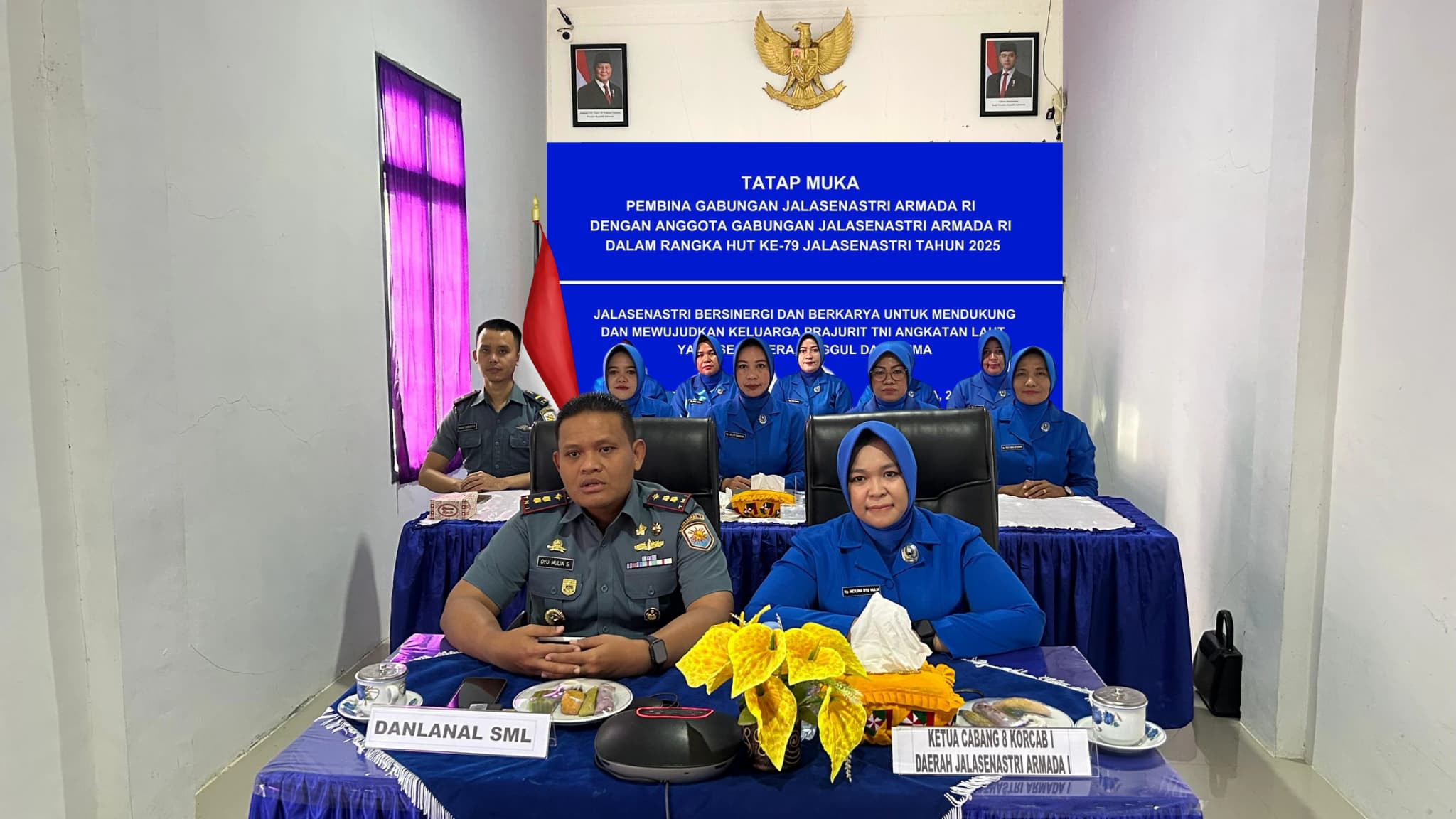 Danlanal Simeulue Didampingi Ketua Jalasenastri Cabang 8 Korcab I DJA I Ikuti Tatap Muka Pembima Gabungan Jalasenastri Armada RI Melalui Vicon
