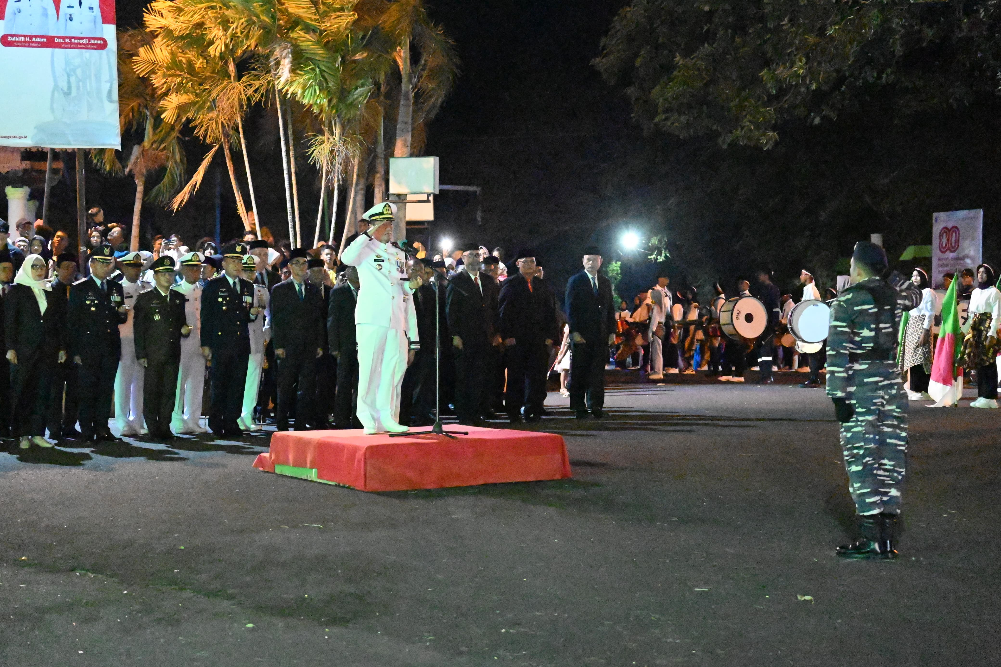 Danlanal Sabang Irup Upacara Penetapan Waktu (Taptu) Menyambut HUT Ke-80 RI