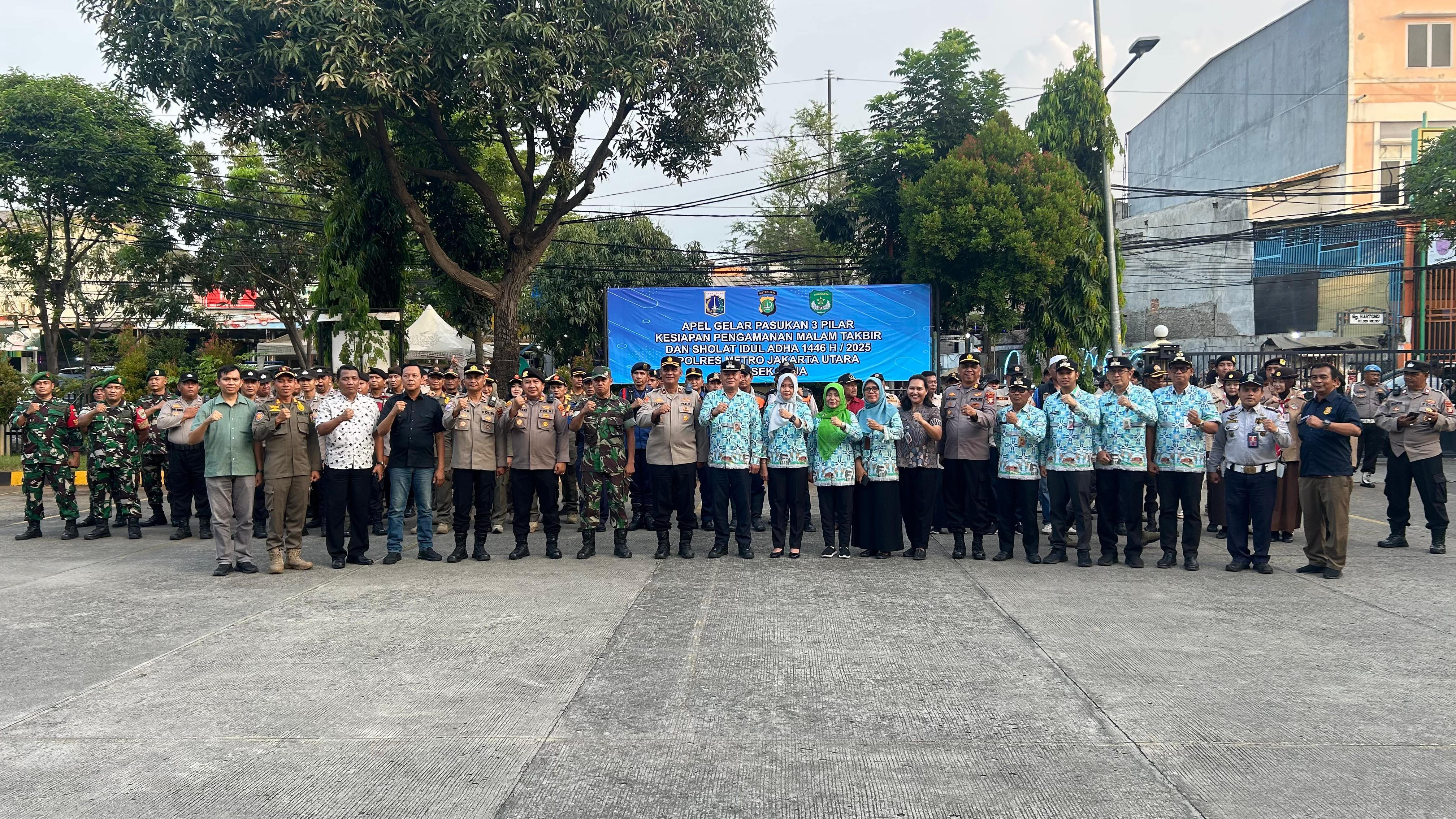 Tiga Pilar Gelar Apel Pengamanan Malam Takbir dan Idul Adha 2025 di Koja, Jakarta Utara