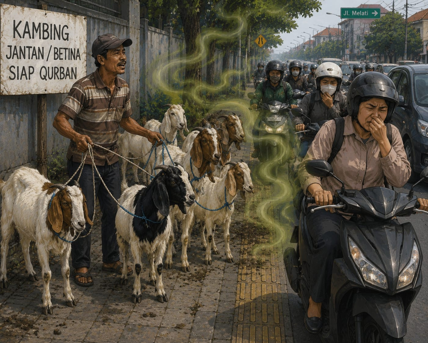 Lapak Hewan Kurban di Atas Trotoar Dikeluhkan Warga Rawa Badak Utara