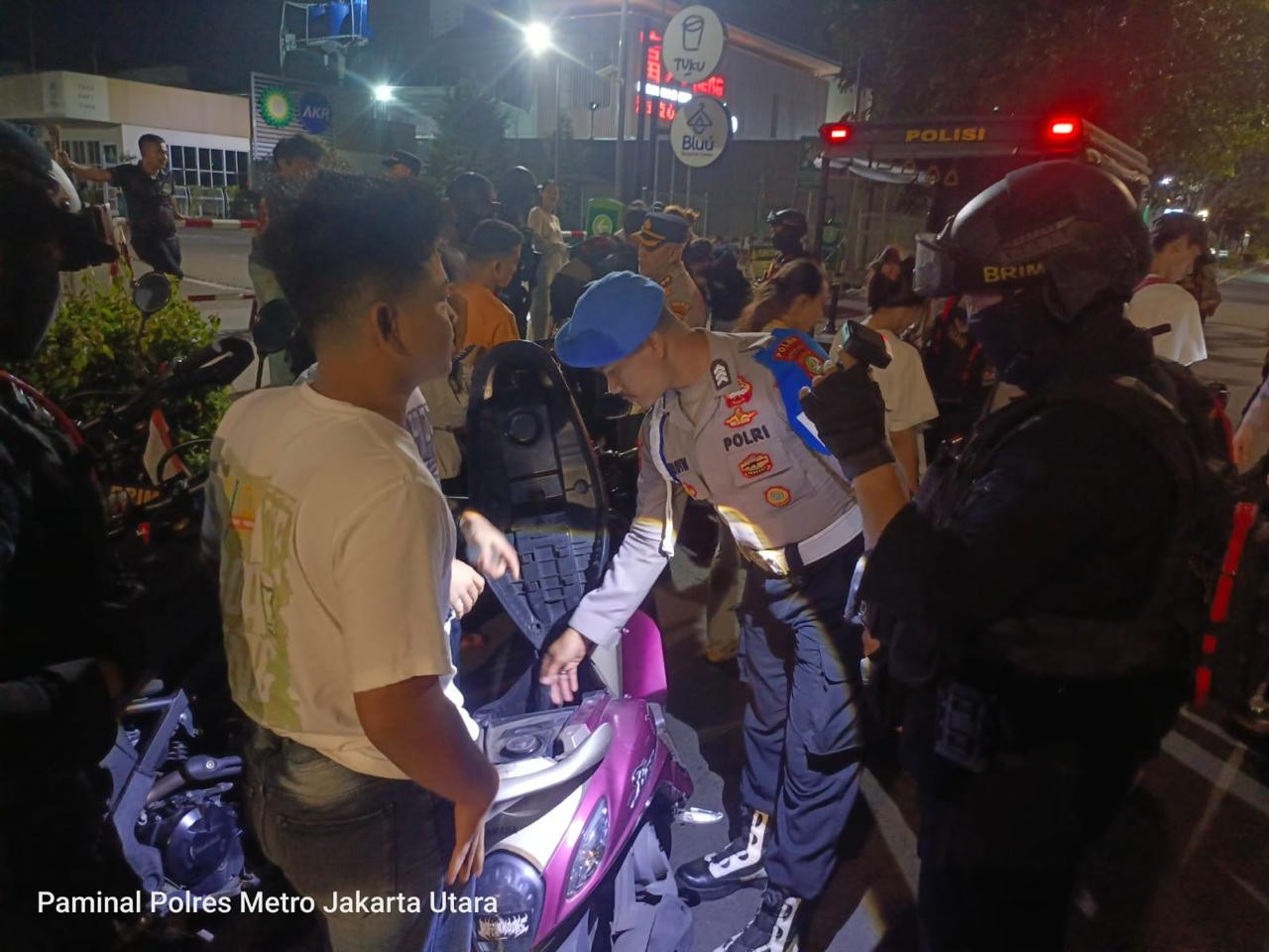 Cegah Begal dan Curanmor, Polres Metro Jakarta Utara Gelar Razia Stasioner di Danau Sunter
