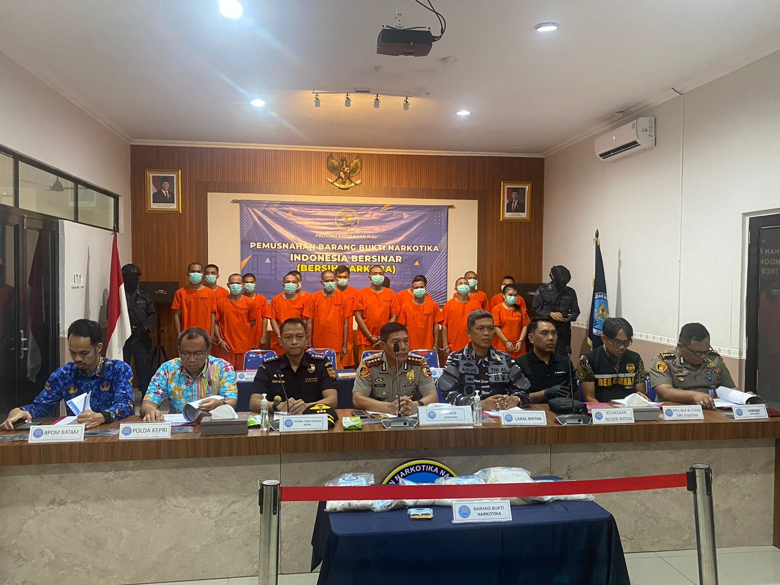 Danlanal Bintan Hadiri Acara Pemusnahan Barang Bukti Narkoba di BNN Provinsi Kepri