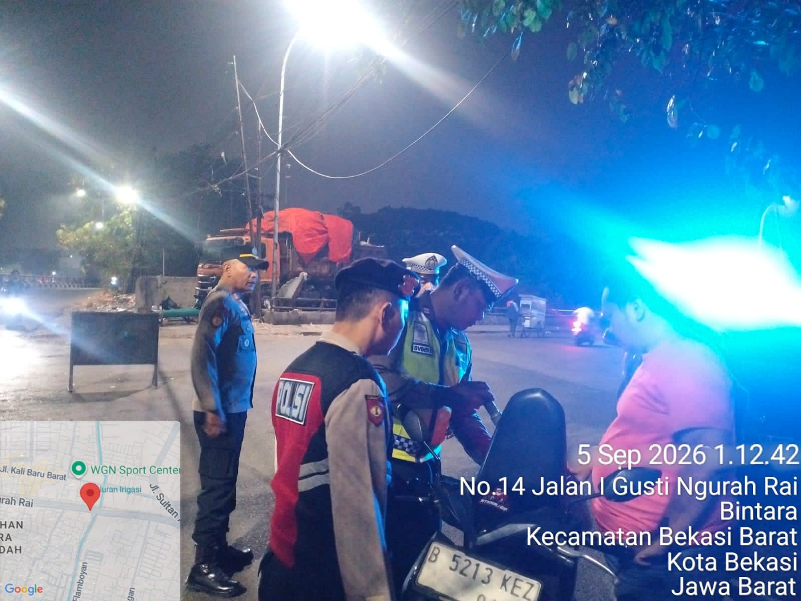 Cegah Tawuran dan Kejahatan Jalanan, Polsek Bekasi Barat Gelar Patroli dan Razia Stasioner