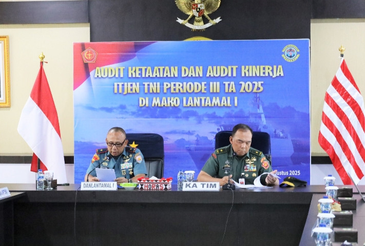 Pastikan Ketaatan Terhadap Peraturan, Itjen TNI Laksanakan Audit Kinerja dan Audit Ketaatan di Lantamal I