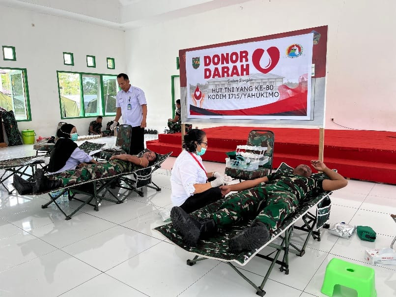 Sambut HUT TNI Ke-80, Kodim 1715/Yahukimo Gelar Donor Darah