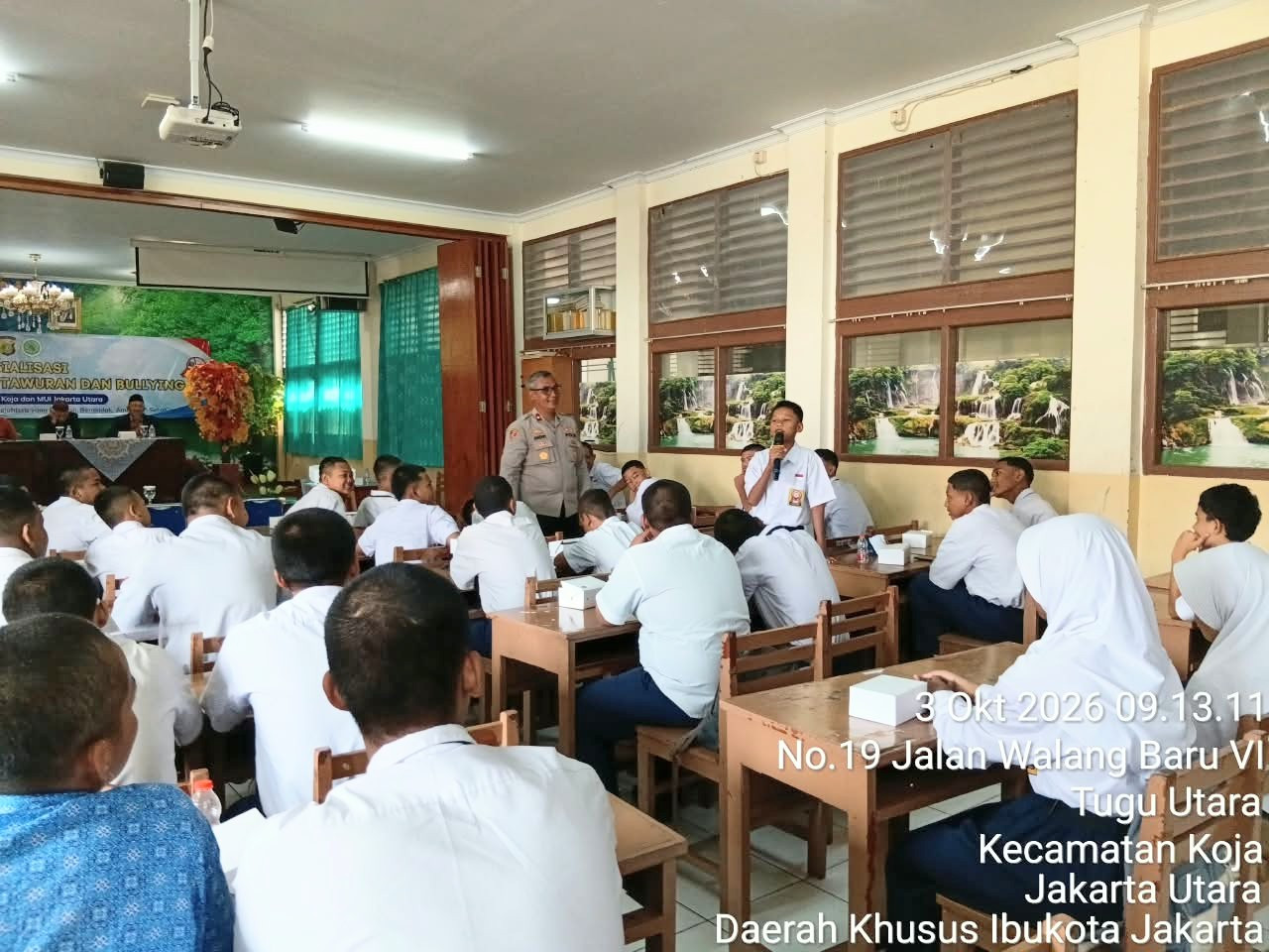 Kapolsek Koja Sosialisasi Ingatkan Pelajar SMP Sejahtera: Jauhi Narkoba, Tawuran dan Bullying