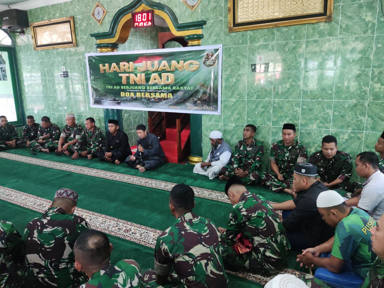 Jelang Hari Juang TNI AD Ke-79 Tahun 2024, Prajurit Kodim 1710/Mimika Gelar Doa Bersama Secara Terpimpin