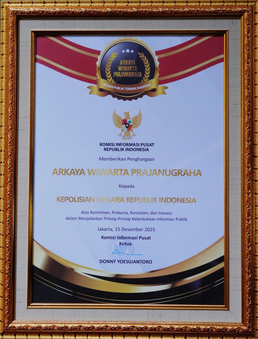 Polri Peringkat Pertama Nasional Monev KIP 2025 dengan Nilai 98,90