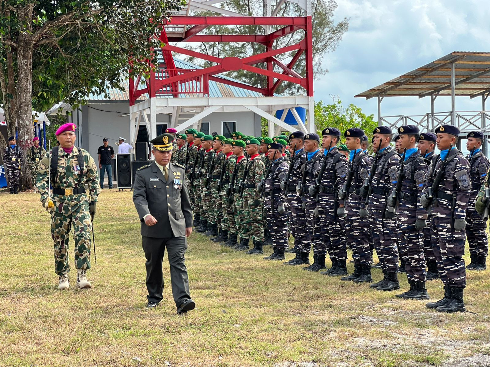 Lanal Dabo Singkep Hadiri Upacara HUT Ke-80 TNI di Puslatpurmar 9 Dabo Singkep