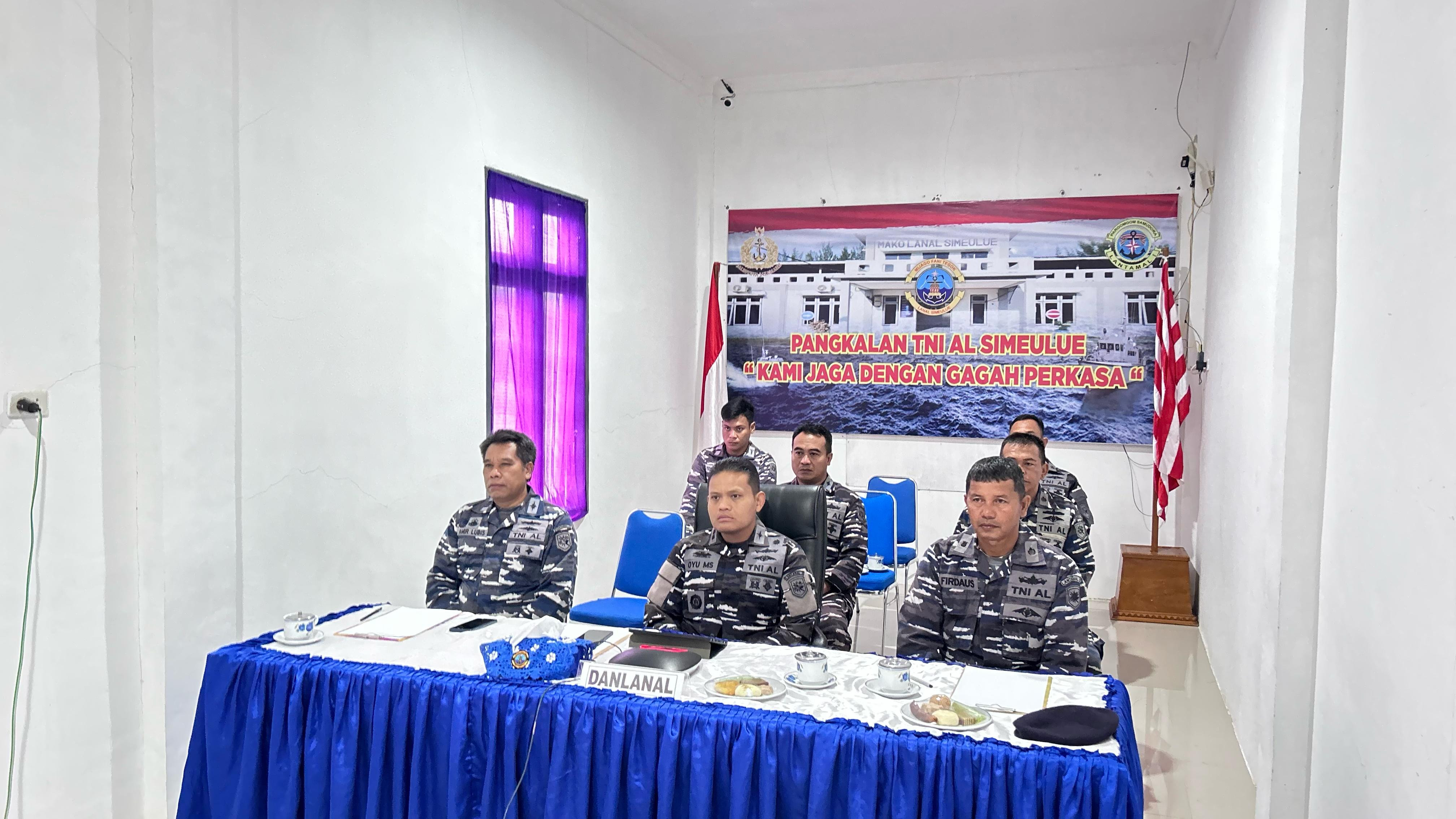 Danlanal Simeulue Beserta Perwira Staf Ikuti Rasko Koarmada RI 2025 Secara Vicon