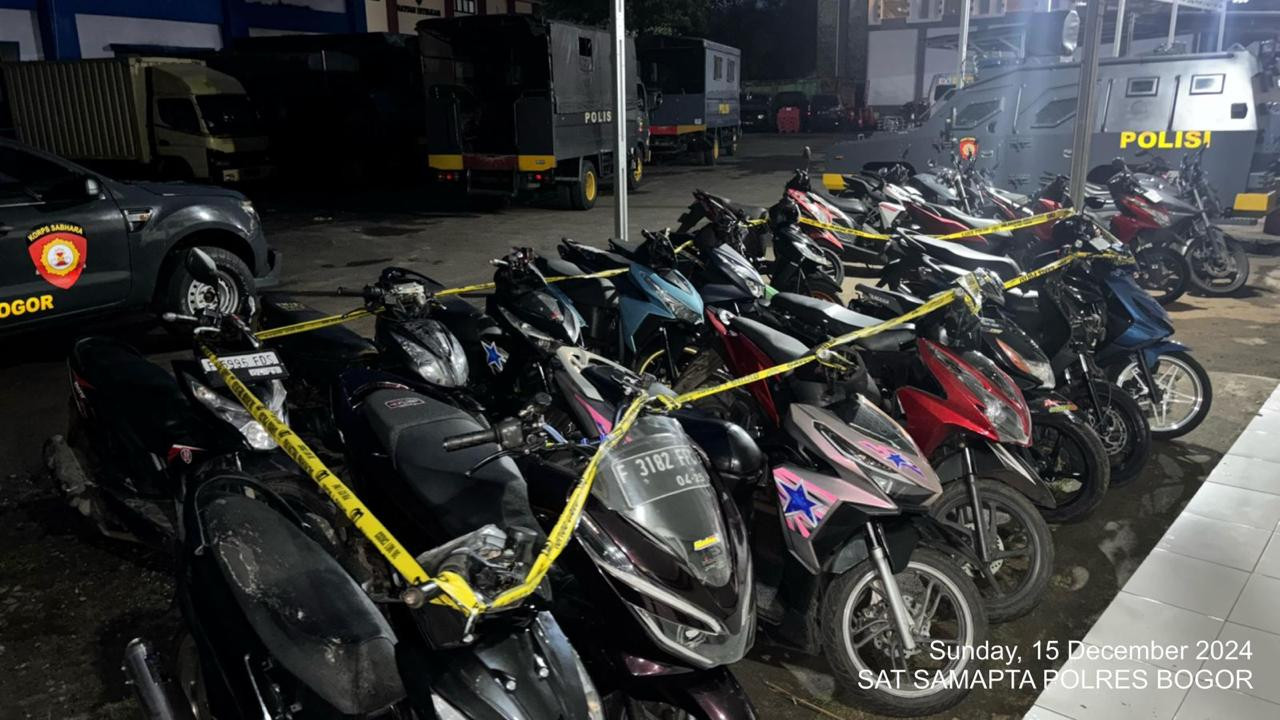 Polres Bogor Tertibkan Balap Liar di Jalan Alternatif Sentul, 15 Sepeda Motor Diamankan