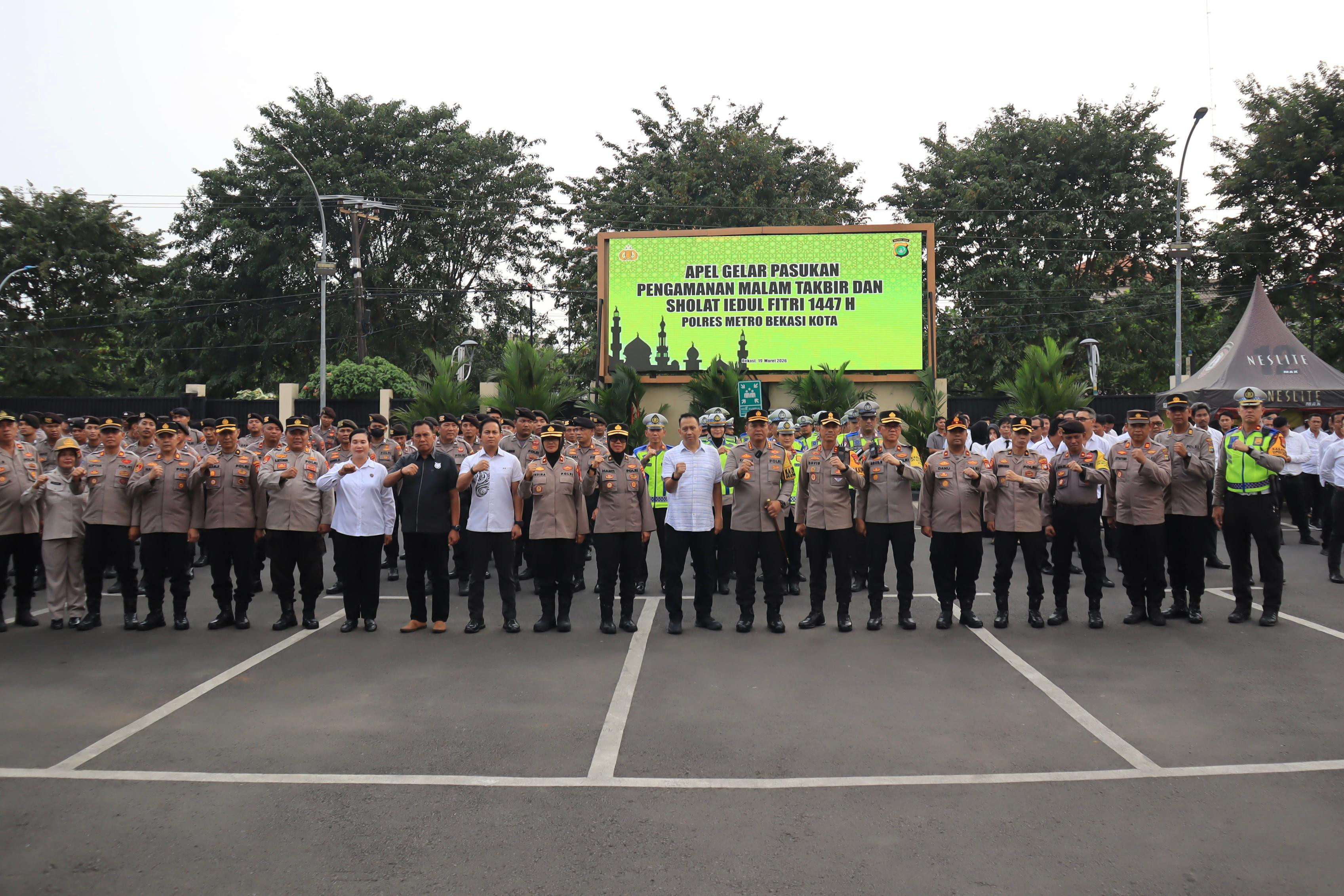 Apel Gelar Pasukan Pengamanan Malam Takbir Idul Fitri 1447 H, Polres Metro Bekasi Kota Pastikan Situasi Aman Kondusif