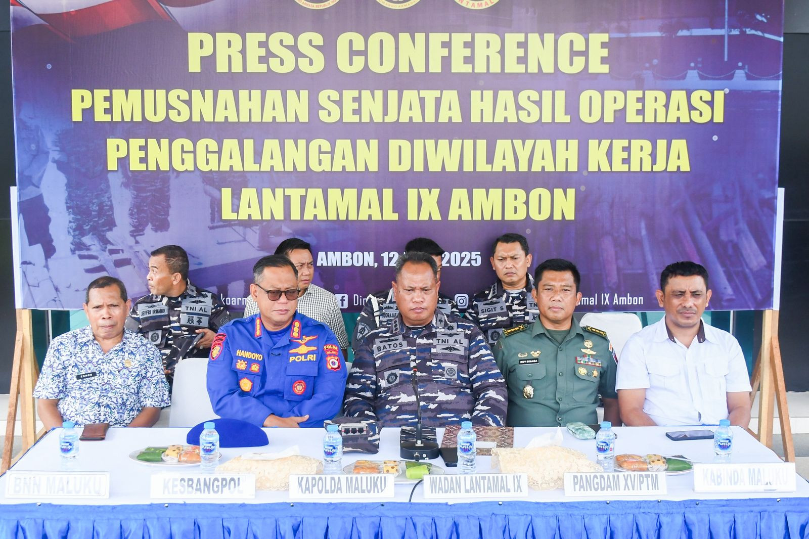 Lantamal IX Gelar Press Conference Pemusnahan  Senjata Hasil Penggalangan