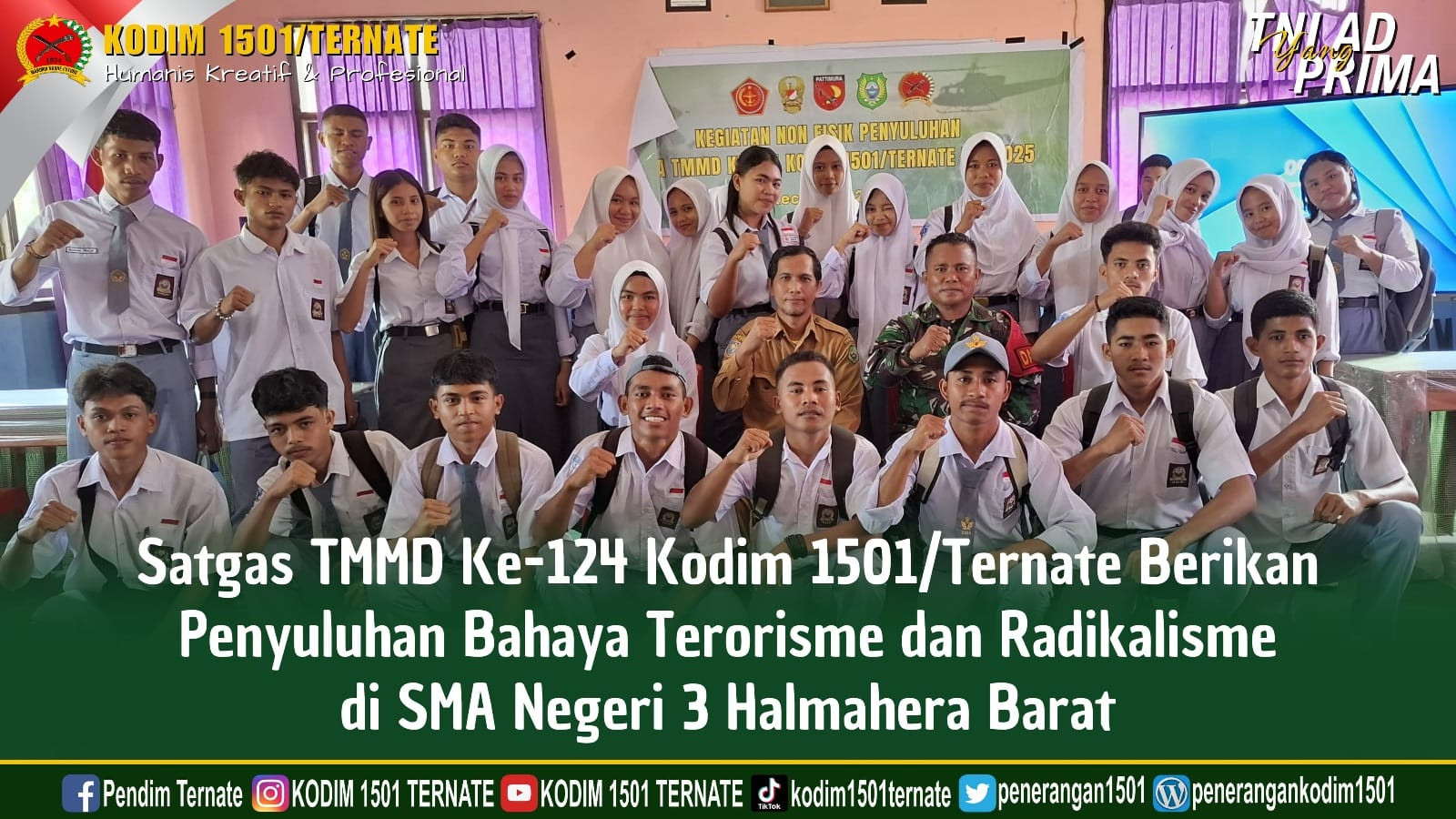 Satgas TMMD Berikan Penyuluhan Bahaya Terorisme dan Radikalisme di SMA Negeri 3 Halmahera Barat