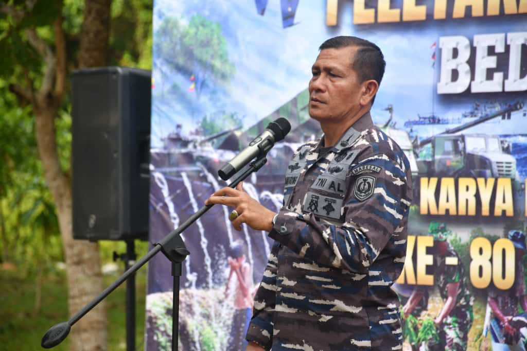 Karya Bakti TNI, Lanal Banjarmasin Gelar Peletakan Batu Pertama Bedah Rumah