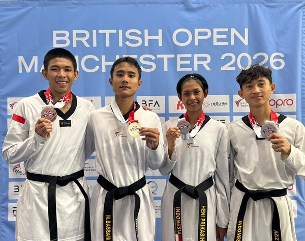 Tim Pelatnas Taekwondo Indonesia Sabet 4 Medali di British Taekwondo International Open 2026 Manchester, Inggris