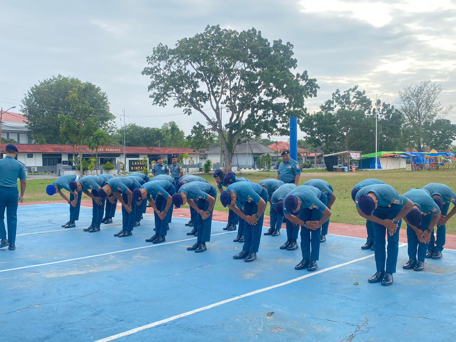 Untuk Memupuk Jiwa Korsa dan Disiplin, Prajurit Lanal Bintan Latihan Baris Berbaris