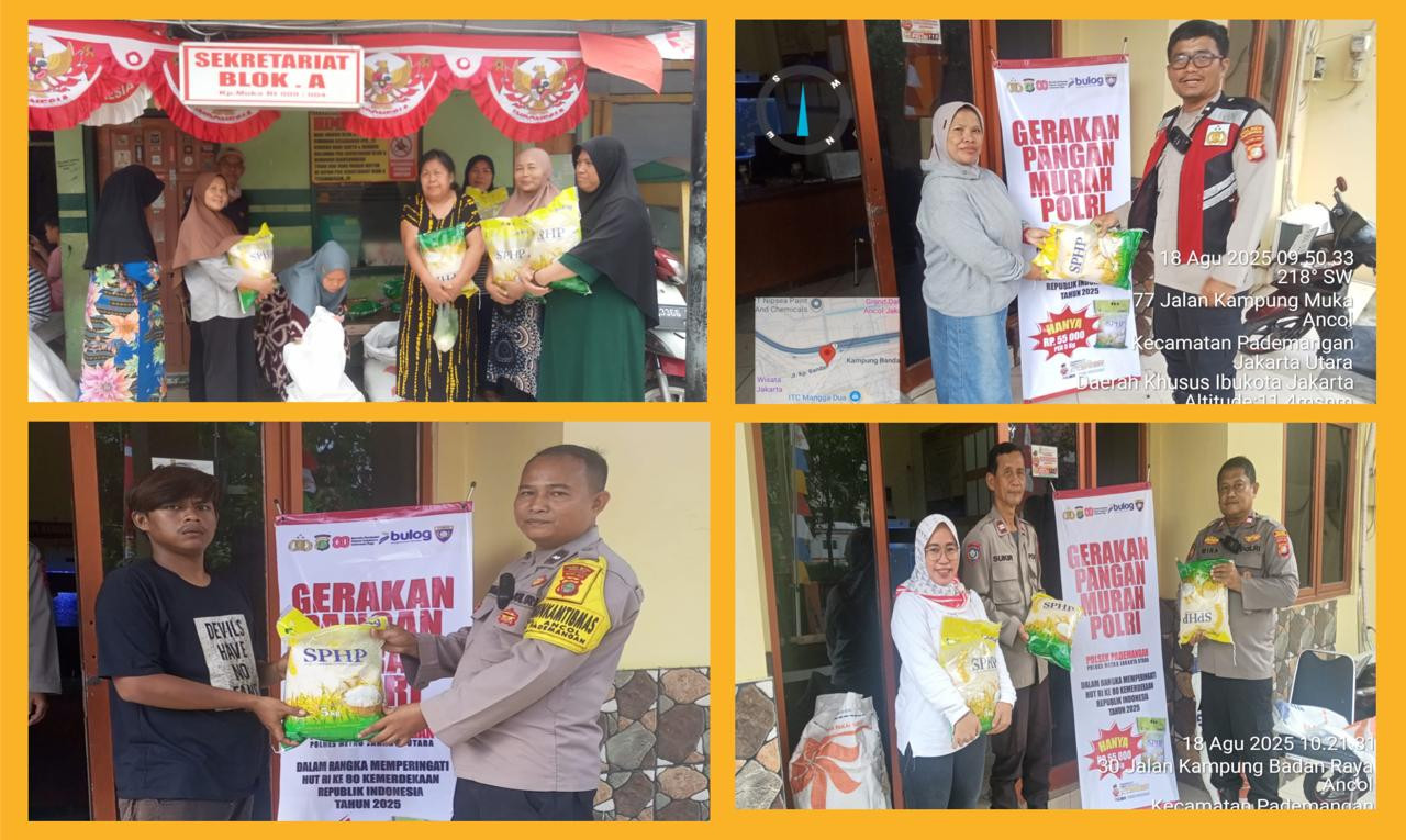 Polsek Pademangan dan Bulog Gelar Gerakan Pangan Murah, 1,5 Ton Beras SPHP Habis Terjual