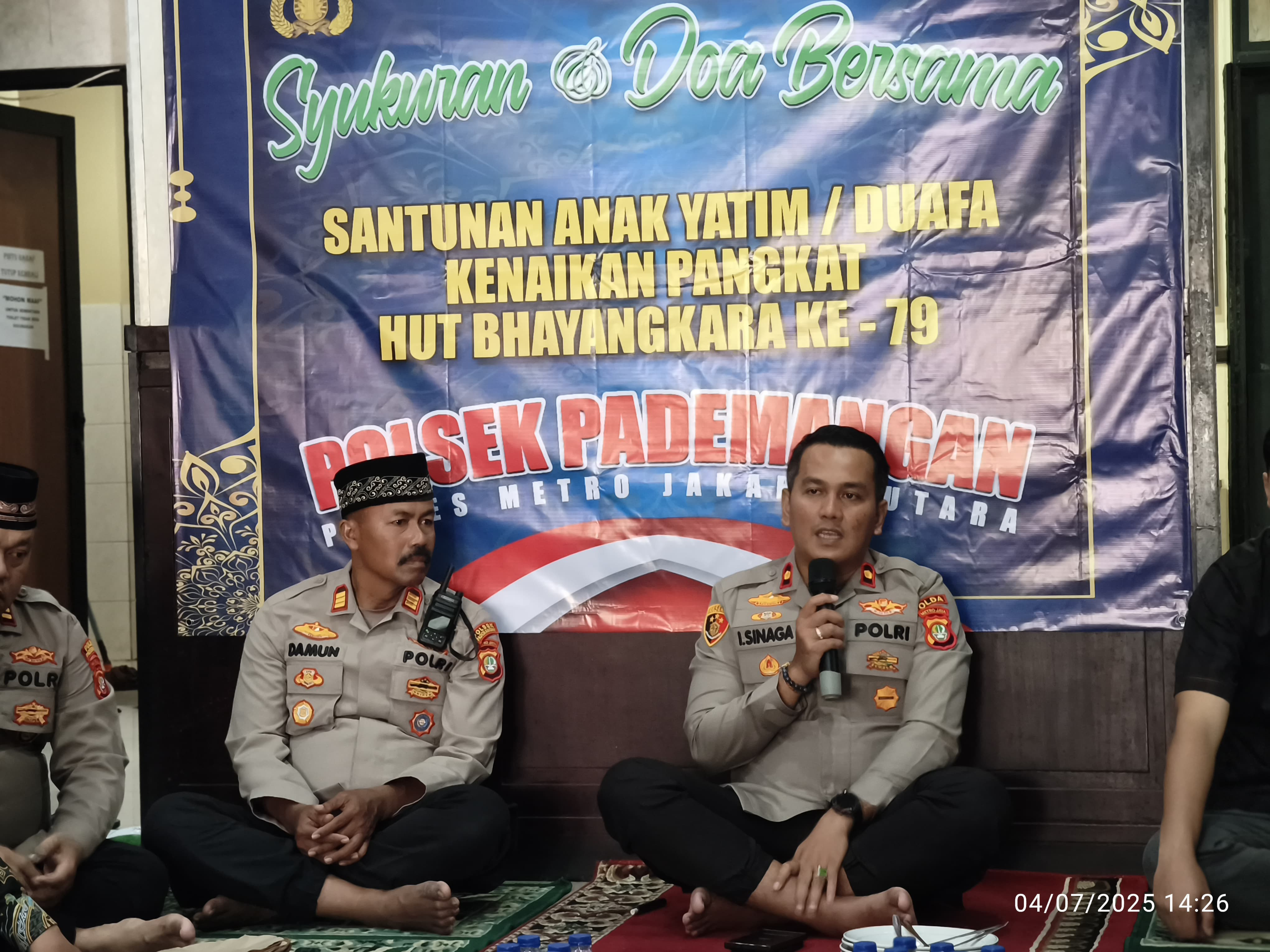Syukuran dan Santunan Anak Yatim Meriahkan Peringatan HUT Bhayangkara ke-79 di Polsek Pademangan