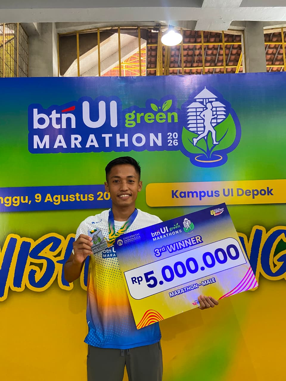 Petarung Gagak Hitam, Pratu Mahfud Baini Rebut Juara 3 Full Marathon BTN UI Green Run 2026