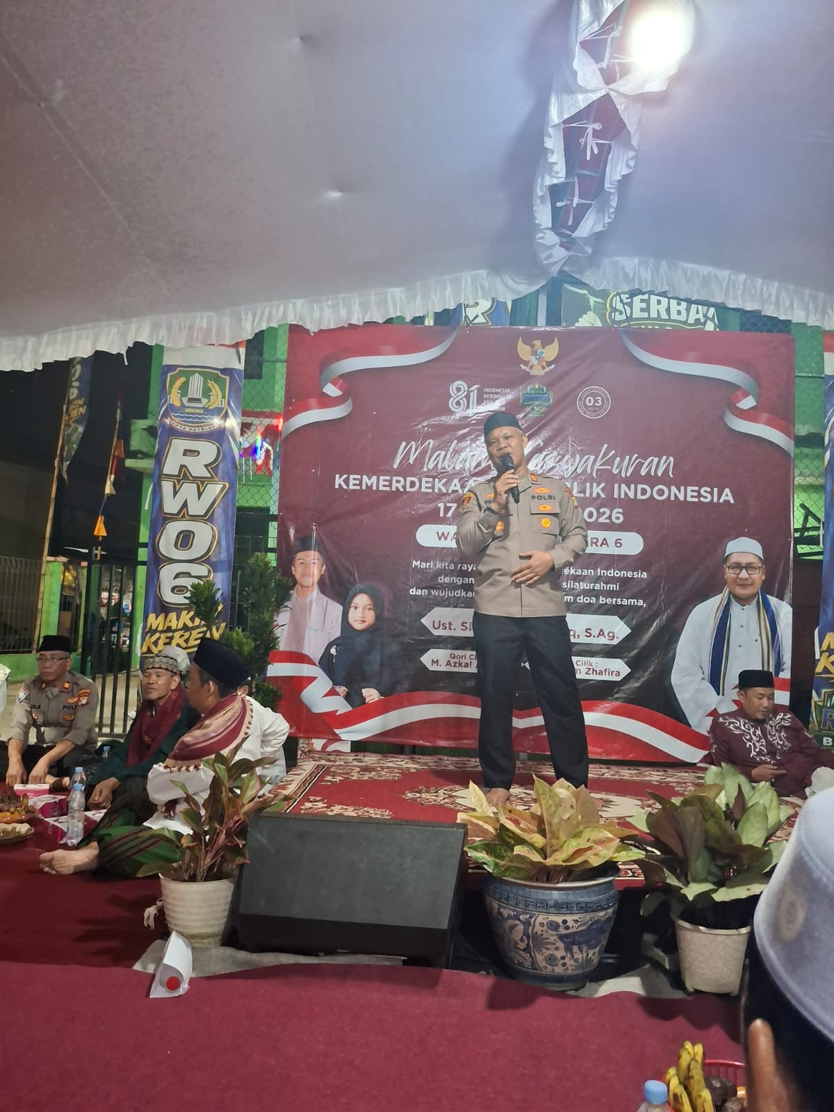 Kapolsek Bekasi Barat Hadiri Tasyakuran Malam Kemerdekaan RI Ke-81 di Bintara