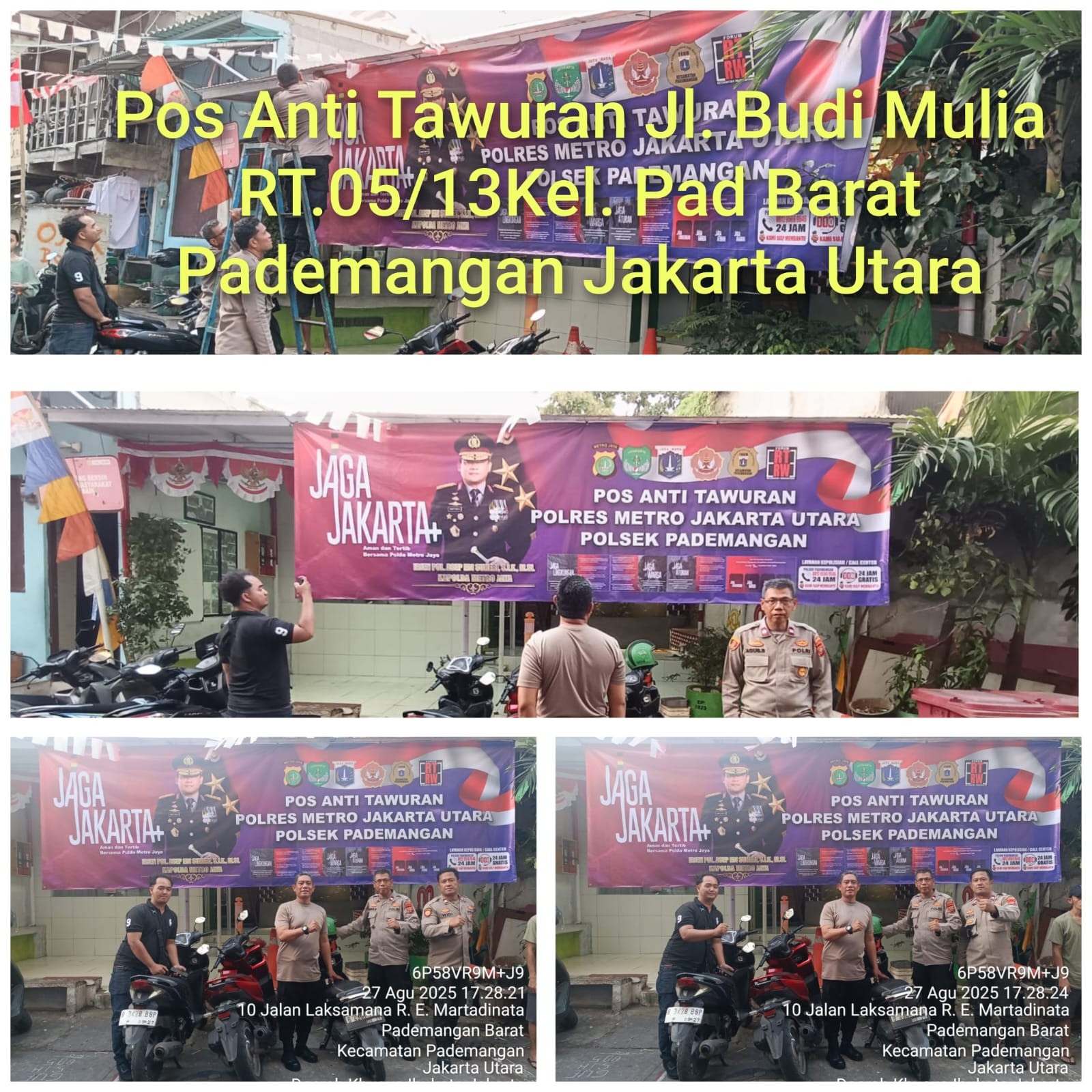 Polsek Pademangan Pasang Spanduk Anti Tawuran, Begal, dan Balap Liar Dukung Program “Jaga Jakarta”