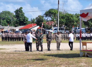 Prajurit Lanal Bintan Ikuti Upacara Pembukaan TMMD Ke-129 Kodim 0315/TPI di Desa Busung