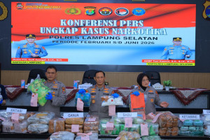 Polda Lampung Berhasil Gagalkan Penyelundupan Narkoba Senilai RP 235 Miliyar Di Bakauheni, 24 Tersangka Diamankan